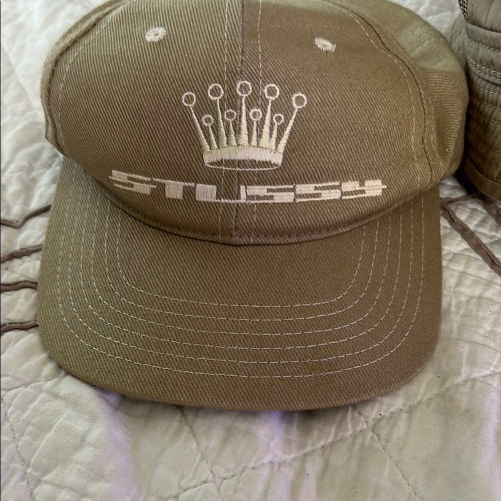 Stussy Tan Hat with White Logo